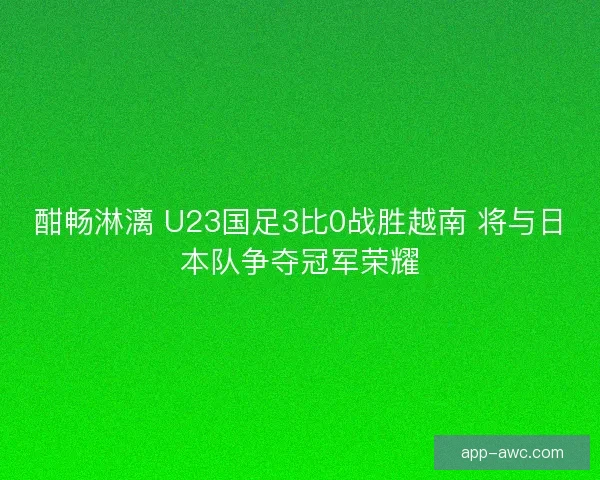 酣畅淋漓 U23国足3比0战胜越南 将与日本队争夺冠军荣耀