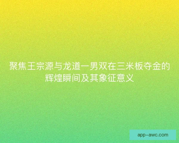 聚焦王宗源与龙道一男双在三米板夺金的辉煌瞬间及其象征意义