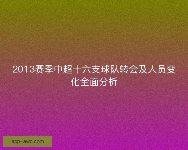 2013赛季中超十六支球队转会及人员变化全面分析