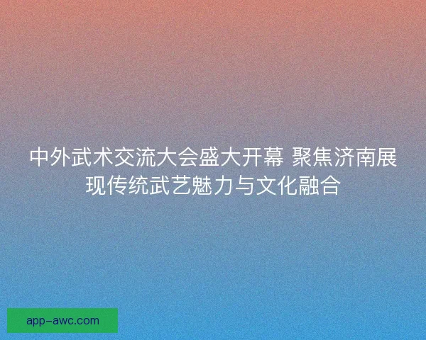 中外武术交流大会盛大开幕 聚焦济南展现传统武艺魅力与文化融合