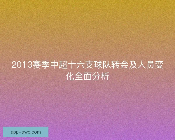 2013赛季中超十六支球队转会及人员变化全面分析